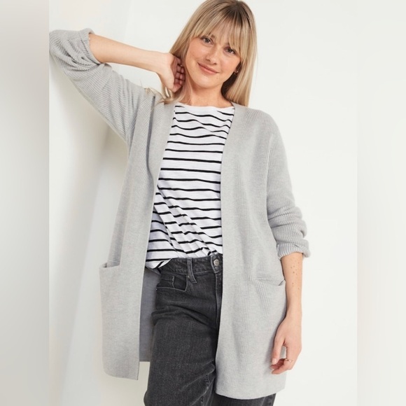 NWT! Chestnut Brown Textured Shaker-Stitch Long-Line Open-Front Sweater - 2X ♠️ - Picture 6 of 9